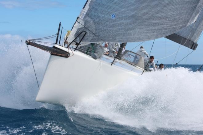 Larry Landry & Paul McDowell's Farr 60, Prospector (USA) crashes through the waves - RORC Caribbean 600 © RORC/Tim Wright/Photoaction.com
